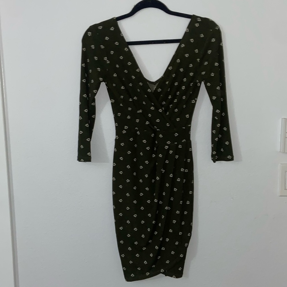 Green floral stretchy dress